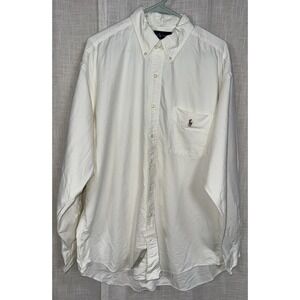 NWT Men's L Ralph Lauren Long Sleeve Button Down White Big Shirt Pony 100 Cotton